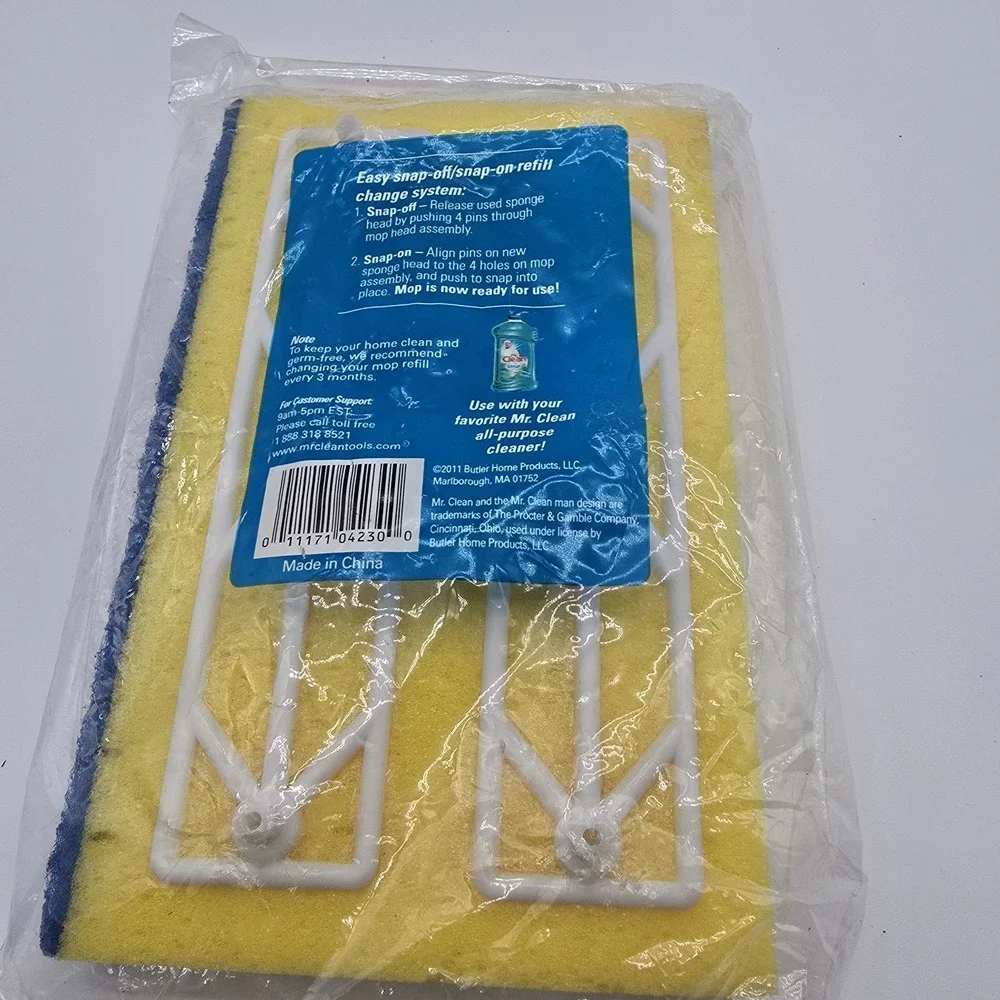 Mr. Clean Sponge Mop Refill 456886 Snap On‎ Snap Off  Yellow Replacement